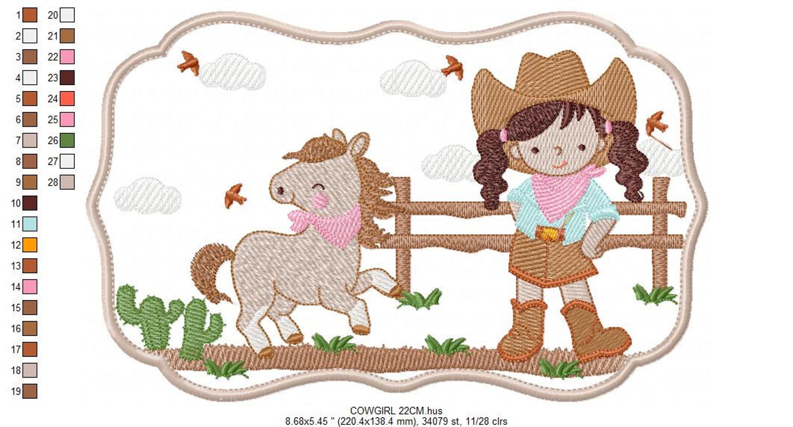 Embroidery Design Ranch Sorting Cowgirl Frame Embroidery Designs - Baby Girl Wrangler Machine ...