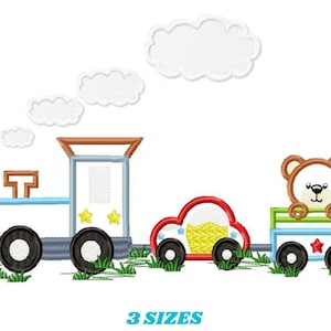 Train embroidery designs - Vehicle embroidery design machine embroidery pattern - baby boy embroidery file - train with wagon applique