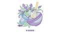 Cooking Baking embroidery design - Fouet with measuring cup machine embroidery pattern - Flowers Kitchen Towel file - Instant download pes product logo