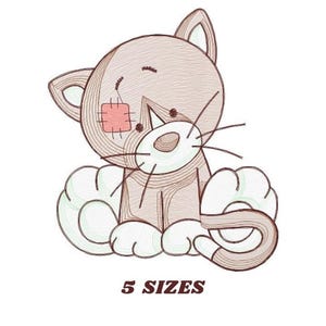 Ragged Cat Embroidery Design – Feline Pet Machine Embroidery File (Instant Download)