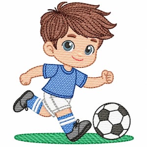 Diseño de bordado de niño futbolista - Archivo de bordado a máquina (descarga digital)