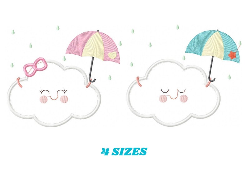 Cloud Embroidery Design Rain Embroidery Designs Machine Etsy