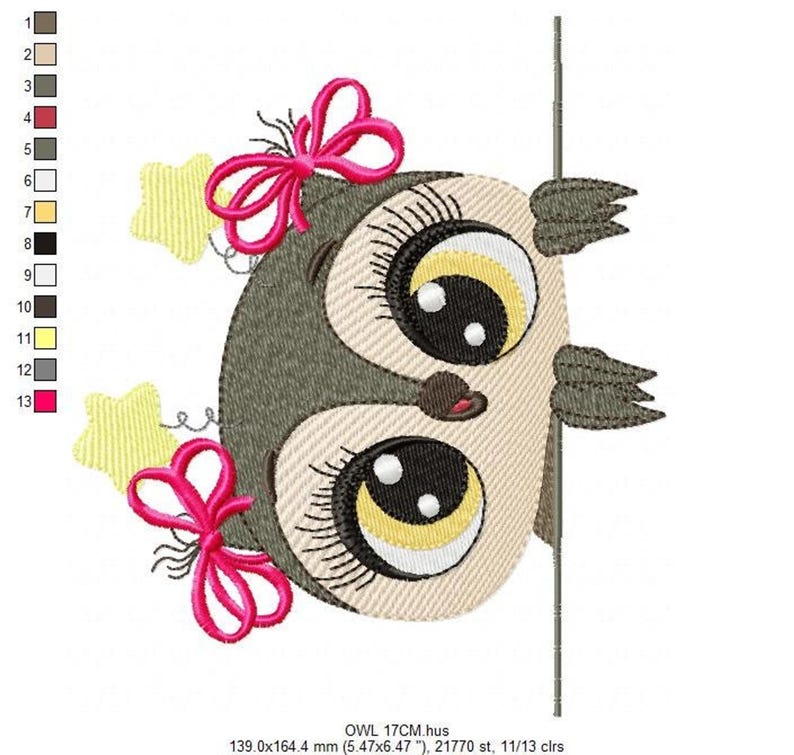 Owl Embroidery Design – Filled Animal Machine Pattern (Digital Download)