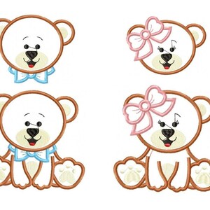 Teddy Bear Applique Embroidery Designs – Boy and Girl (Digital Download)