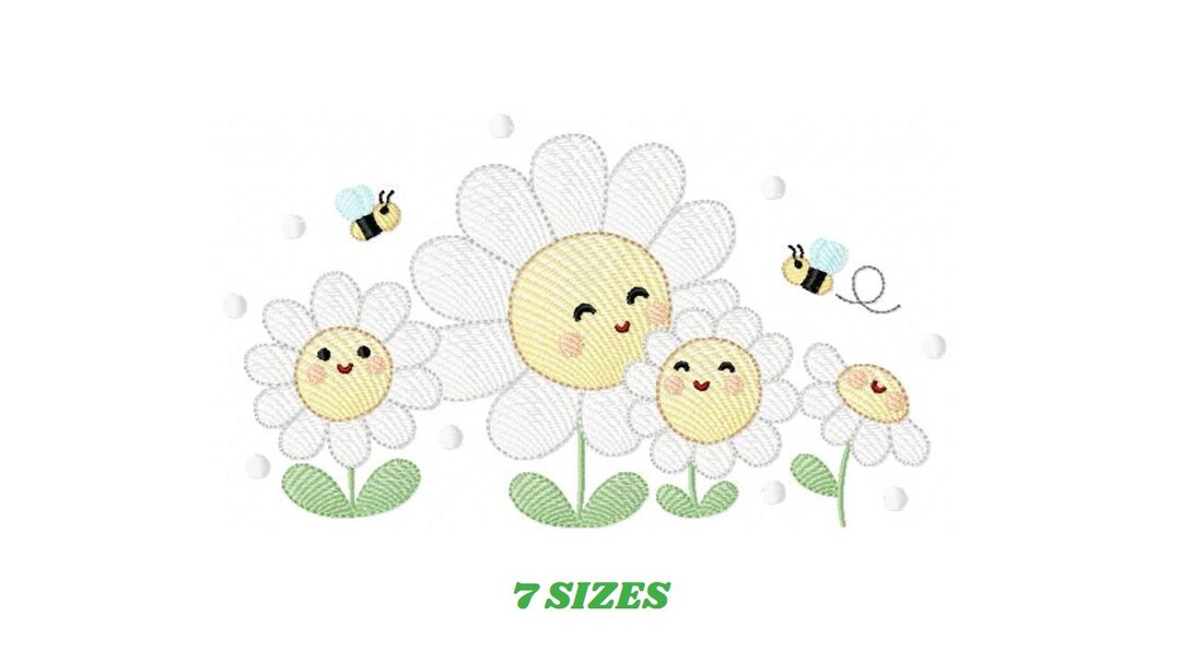 Daisies Embroidery Designs - Delicate Flowers With Bees Machine ...