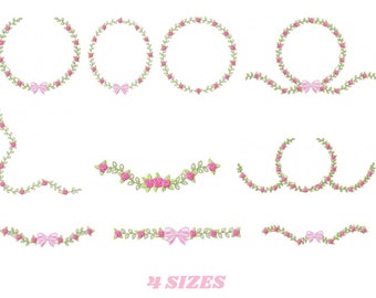 Monogram embroidery designs - Flowers Frame embroidery design machine embroidery pattern - Floral Frame embroidery file - Wreath of roses