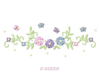 Flower Frame Embroidery Design – Butterfly Floral Pattern (PES)