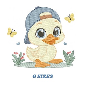 Duck with Cap Embroidery Design - Baby Boy Embroidery Pattern (Instant Download)