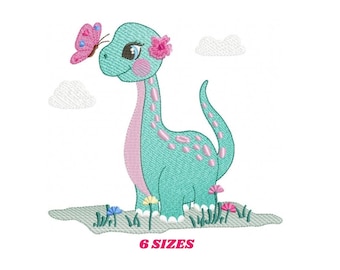 Dinosaurier-Stickmuster – Brontosaurus-Maschinenmuster (Sofort-Download)
