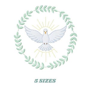 Dove Embroidery Design - Holy Spirit, Religious Machine Pattern (Digital Download, 5 Sizes)