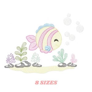 Fish Embroidery Design – Ocean Animals Machine Embroidery Pattern (Instant Download)