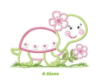 Turtle Applique Embroidery Design, Machine Digital File, Kids Clothing