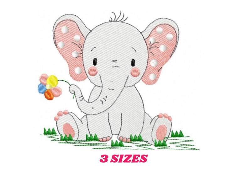 Elephant Embroidery Designs Animal Embroidery Design Machine Etsy