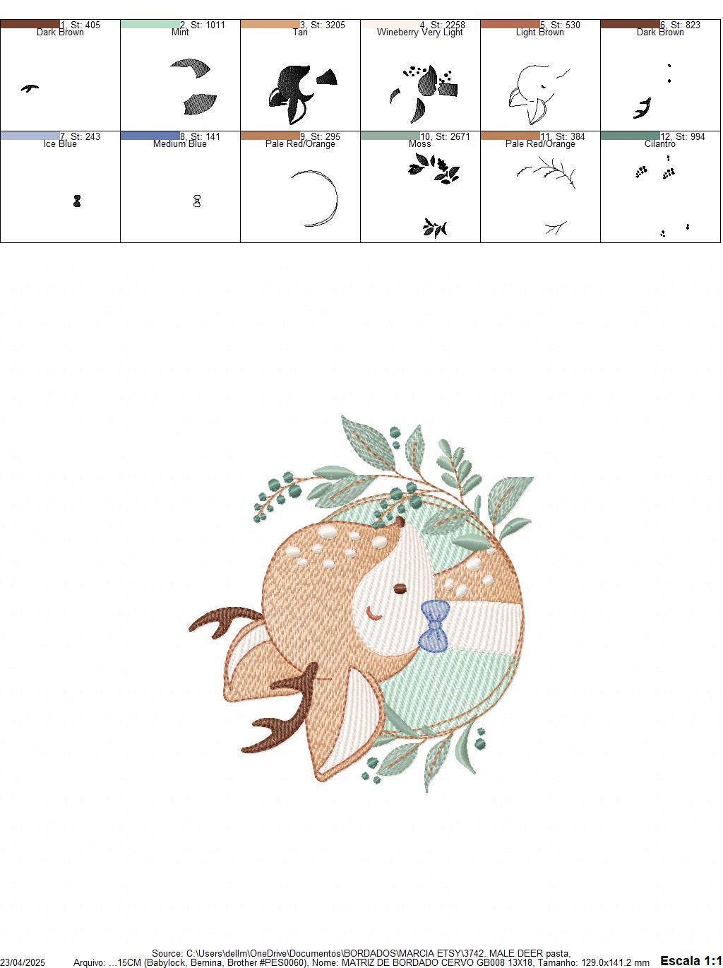 Deer Embroidery Design - Woodland Animal With Laurel Frame Machine ...