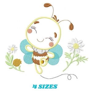Bee Applique Embroidery Design – Baby Girl Embroidery Pattern (Digital Download)