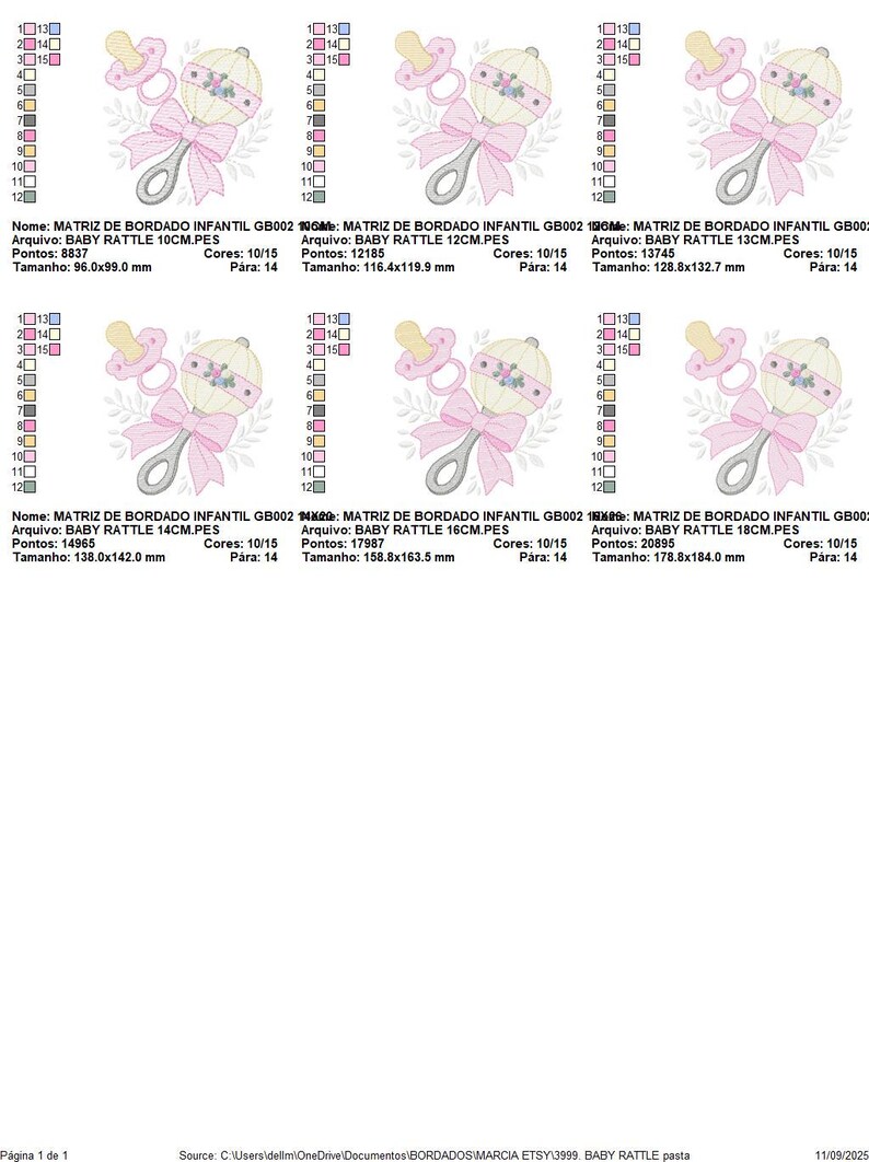 Baby Girl Rattle and Pacifier Embroidery Designs - Newborn Toy Machine ...