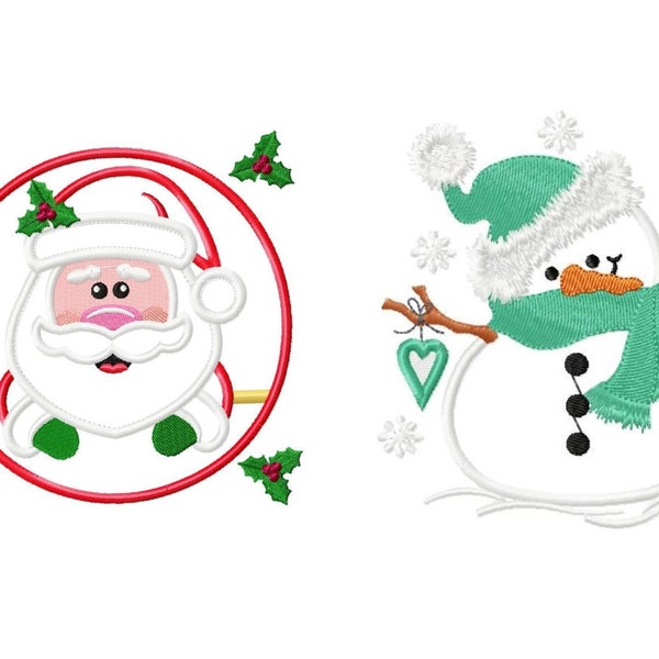 Xmas embroidery designs - Santa Claus embroidery design machine embroidery pattern - Snowman embroidery file - Christmas applique winter
