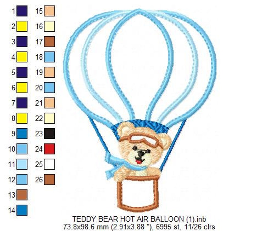 Bear embroidery designs hot air balloon embroidery design  etsy Bear embroidery designs hot air balloon embroidery design  etsy