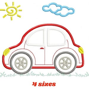 Cartoon Car Applique Embroidery Design – Vehicle Machine Embroidery File (Digital Download)