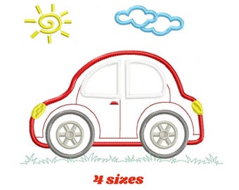 Cartoon Car Applique Embroidery Design – Vehicle Machine Embroidery File (Digital Download)