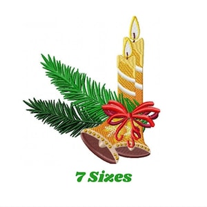Candle embroidery designs - Christmas Bell Decoration machine pattern (Instant digital download)