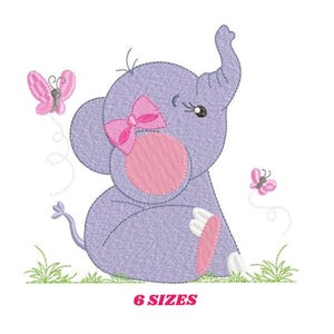 Elephant Embroidery Design – Baby Girl Animal Pattern (Digital Download)