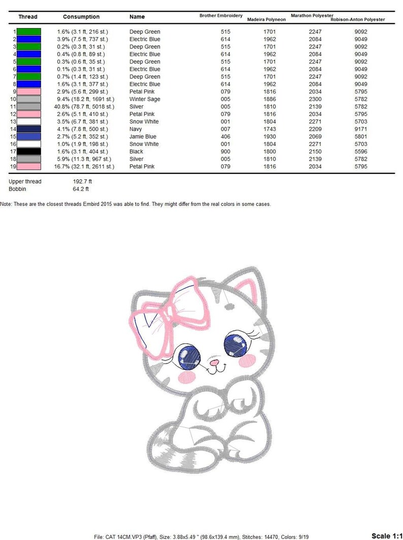 Kitty Cat Embroidery Design – Applique Pet Embroidery File (Digital Download)