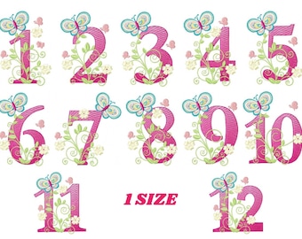 Butterfly Numbers Embroidery Design – Rippled Machine Embroidery File (Digital Download)