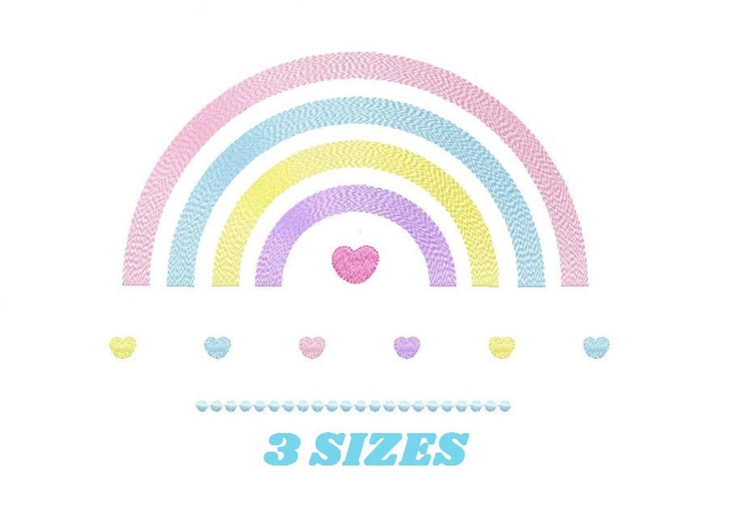 Rainbow & Hearts Embroidery Design - Baby Girl Machine Pattern (digital ...