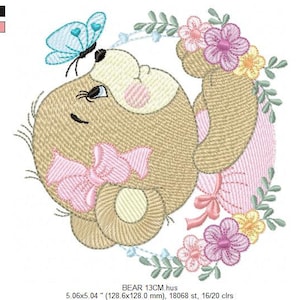 Female Bear Embroidery Designs Baby Girl Embroidery Design Machine ...