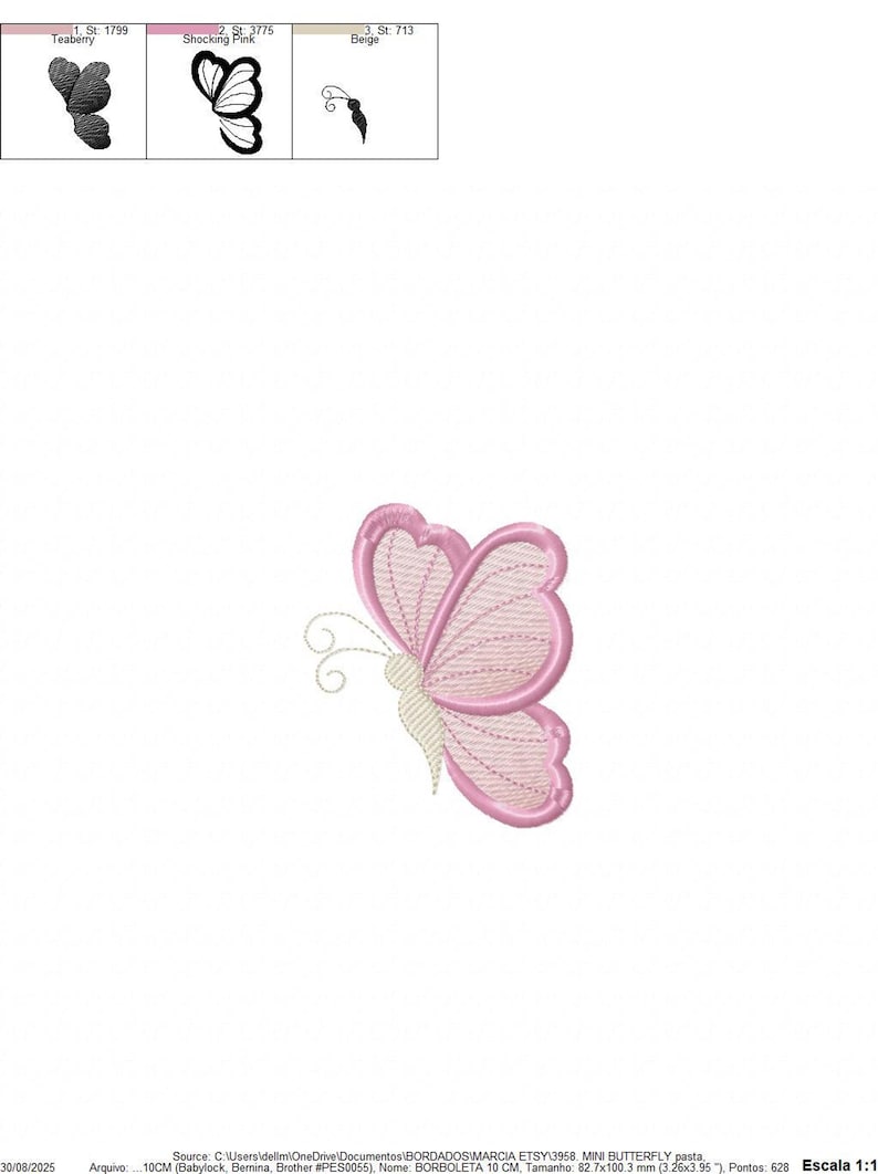 Mini Butterfly Embroidery Design – Small Machine Embroidery Pattern (Digital Download)