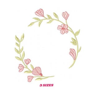 Broderidesign med blomkrans – monogramram (digital nedladdning)