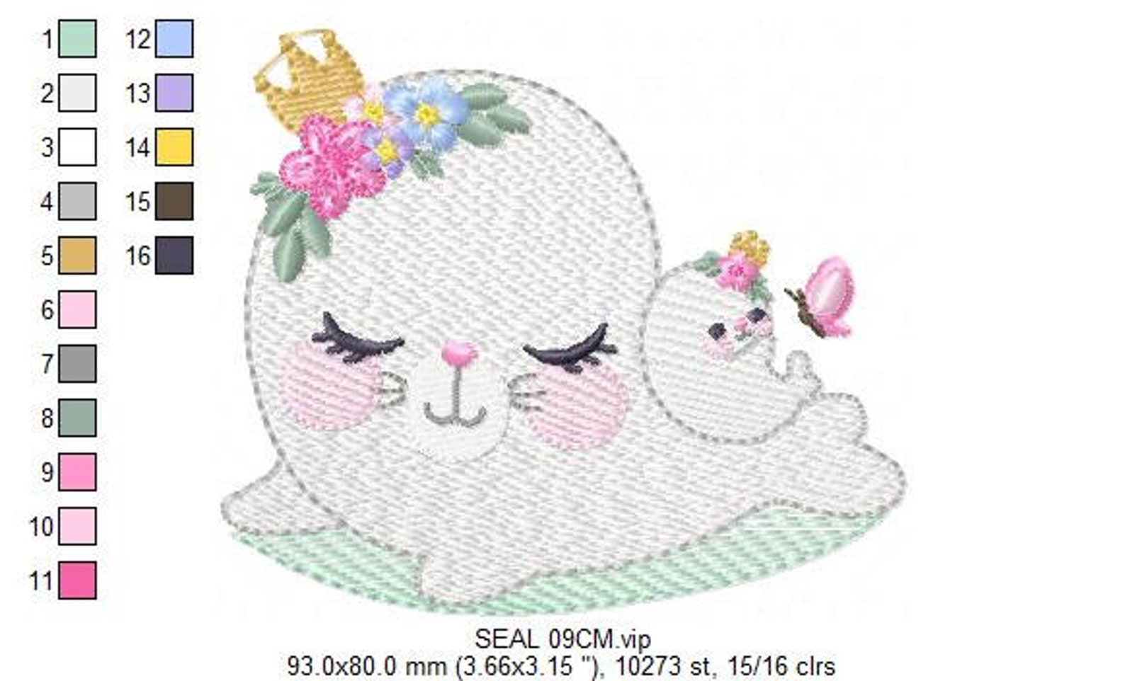 Seal Embroidery Designs Seal With Baby Embroidery Design Etsy