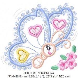 Butterfly Applique Embroidery Design – Baby Girl Animal Machine Pattern (Digital Download)