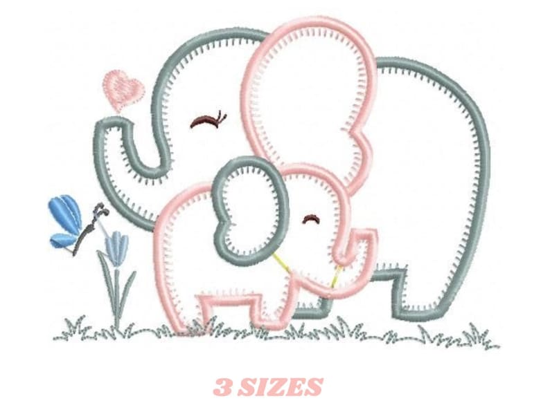 Elephant embroidery designs - Mother with baby embroidery design machine embroidery pattern - elephant applique design - instant download 