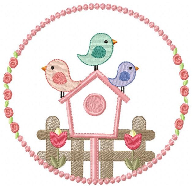 Bird Embroidery Designs Birdhouse Embroidery Design Machine Etsy