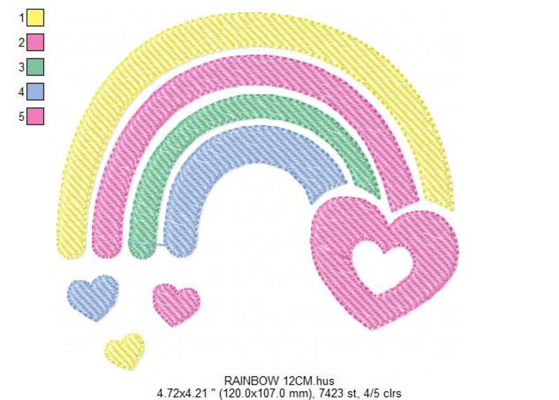 Rainbow Hearts Machine Embroidery Design - Baby Girl File (PES JEF) - Etsy