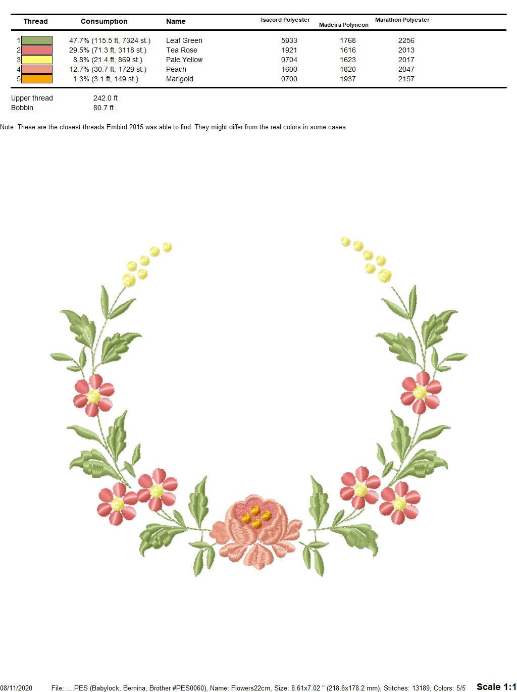 モノグラム フレームの刺繍デザイン - 花の刺繍デザイン、機械刺繍