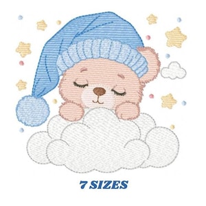 Sleeping Baby Bear Embroidery Design – Machine Embroidery Pattern (Digital Download)
