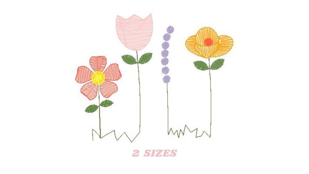 Flower Garden Embroidery Designs Spring Flowers Embroidery Design