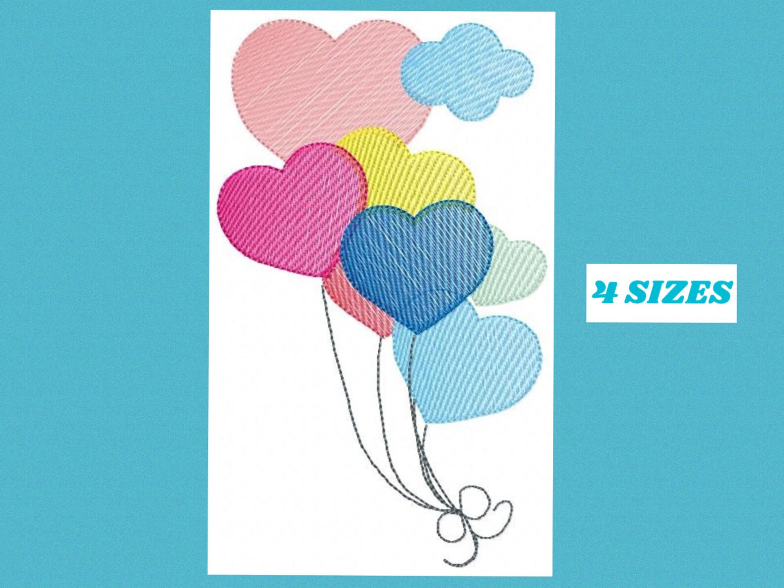 Heart Balloon Embroidery Design – Birthday Party Machine Pattern ...