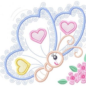 Butterfly Applique Embroidery Design – Baby Girl Animal Machine Pattern (Digital Download)