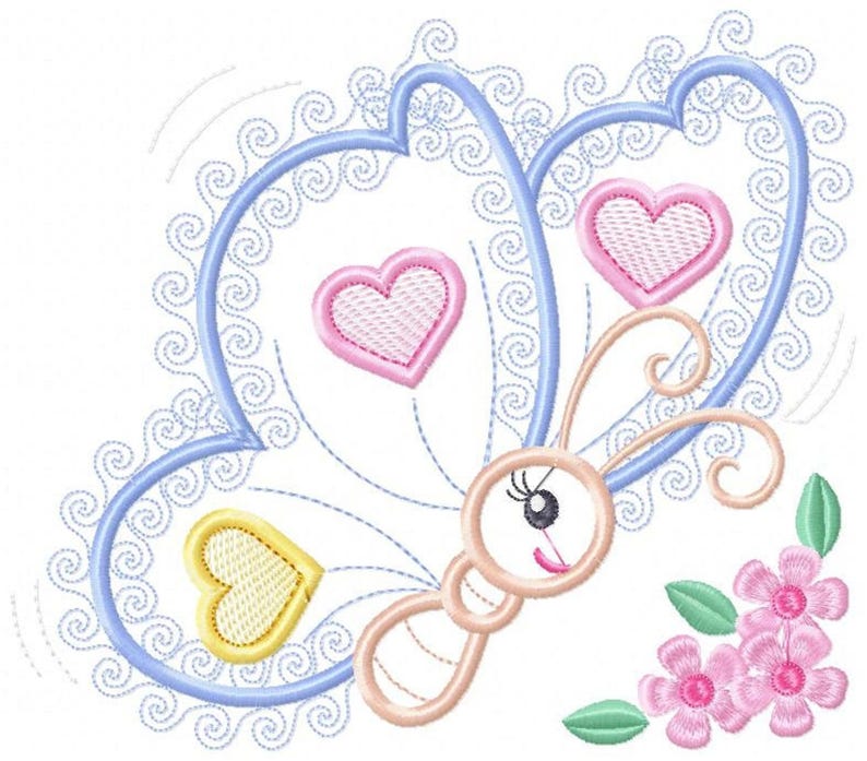 Butterfly Applique Embroidery Design – Baby Girl Animal Machine Pattern (Digital Download)