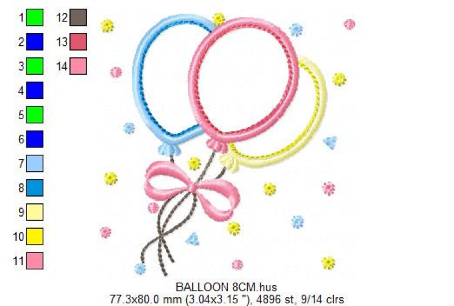 Balloons Embroidery Design – Happy Birthday Applique Pattern (digital ...