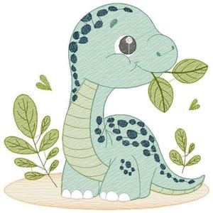 Dinosaur Embroidery Design – Brontosaurus Machine File (Digital Download)