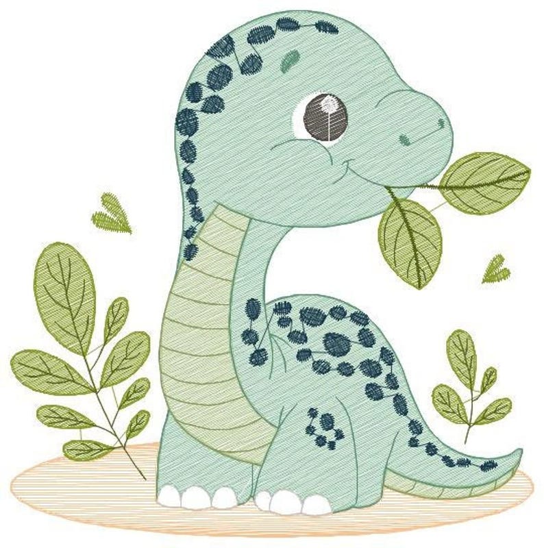 Dinosaur Embroidery Design – Brontosaurus Machine File (Digital Download)