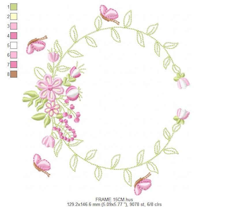 Monogram Frame Embroidery Designs Flower Embroidery Design Etsy