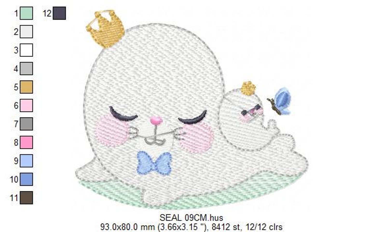 Seal Embroidery Designs Seal With Baby Embroidery Design Etsy