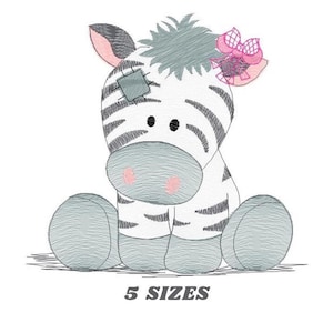 Patched Zebra Embroidery Design - Baby Safari Embroidery (Digital Download)