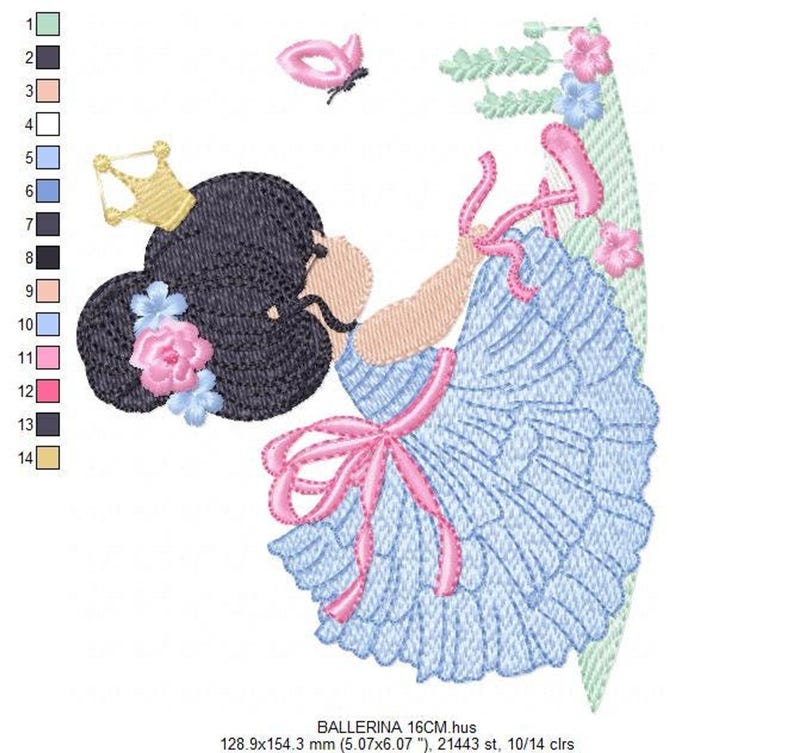 Ballerina Embroidery Design – Ballet Machine Embroidery Pattern (Digital File)